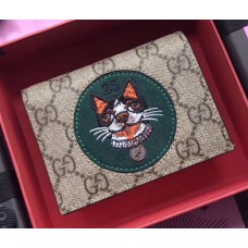 Gucci GG Supreme Card Case with Boston Terriers Bosco Patch 506277 Green 2018