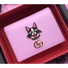 Gucci Leather Card Case with Boston Terriers Bosco 499325 Pink 2018