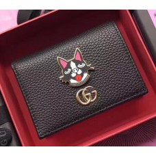 Gucci Leather Card Case with Boston Terriers Bosco 499325 Black 2018