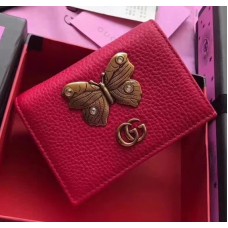 Gucci Leather Card Case With Butterfly 499361 Red 2018