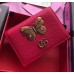 Gucci Leather Card Case With Butterfly 499361 Red 2018