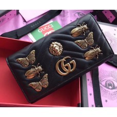 Gucci GG Marmont Metal Insects Continental Wallet 443436 Black 2017