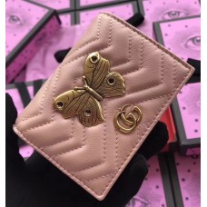 Gucci GG Marmont Metal Butterfly Studs Card Case 466492 Nude Pink 2017