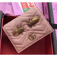 Gucci GG Marmont Metal Cicadas  Studs Card Case 466492 Nude Pink 2017