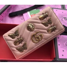 Gucci GG Marmont Metal Insects Continental Wallet 443436 Nude Pink 2017