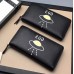 Gucci Ghost Calfskin Leather Space Boat Print Zip Around Wallet 457012 Black 2017