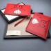 Gucci Ghost Calfskin Leather Diamond Print Zip Pouch 457010 Red 2017