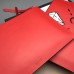 Gucci Ghost Calfskin Leather Diamond Print Zip Pouch 457010 Red 2017