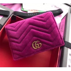 Gucci GG Marmont Velvet Card Case 466492 Hot Pink