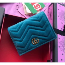 Gucci GG Marmont Velvet Card Case 466492 Blue