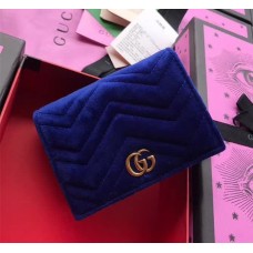 Gucci GG Marmont Velvet Card Case 466492 Navy Blue