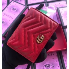 Gucci GG Marmont Leather Card Case 466492 Red