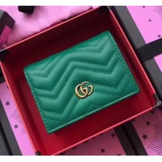 Gucci GG Marmont Leather Card Case 466492 Green