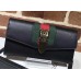 Gucci Web Sylvie Leather Continental Wallet 476084 Black 2017