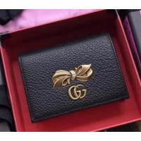 Gucci Leather Card Case with Bow ‎524289 Black