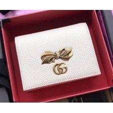 Gucci Leather Card Case with Bow ‎524289 White