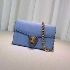 Gucci animalier leather chain wallet 414984 light blue