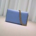 Gucci animalier leather chain wallet 414984 light blue