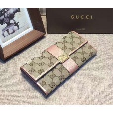 Gucci engraved gucci metal plate continental wallet 233028 light pink