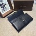 Gucci engraved gucci metal plate continental wallet 233028 black leather