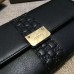 Gucci engraved gucci metal plate continental wallet 233028 black leather