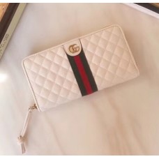 Gucci Leather Zip Around Wallet with Double G 536450 White