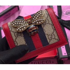 Gucci Queen Margaret GG Supreme Card Case 476072 Red