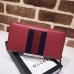 Gucci Web Sylvie Leather Zip Around Wallet 476083 Red 2017