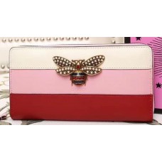 Gucci Queen Margaret Leather Zip Around Wallet ‎476069 Pink 2018