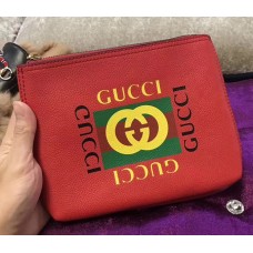 Gucci Calfskin Print Leather Mini Portfolio 495665 Red 2017