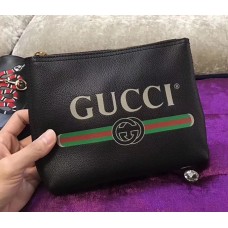 Gucci Calfskin Print Leather Mini Portfolio 495665 Black 2017