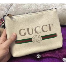 Gucci Calfskin Print Leather Mini Portfolio 495665 White 2017