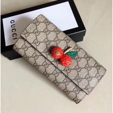 Gucci GG Supreme Continental Wallet with Cherries 476055