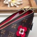 Louis Vuitton Monogram Canvas Blooming Flowers Pochette Double Zip Bag M63905 Red 2019