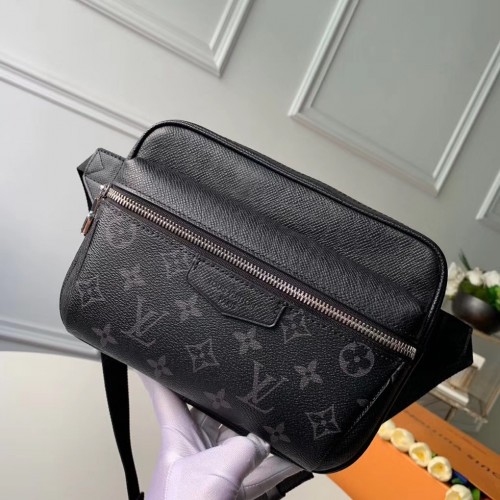 LOUIS VUITTON bum bag outdoor M30245 Taiga leather canvas Black