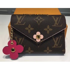 Louis Vuitton Monogram Canvas Flower Stud Trim Victorine Wallet M41937 06 2017