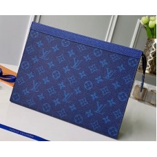 Louis Vuitton Monogram Canvas/Taiga Leather Pochette Voyage MM Bag Blue 2019