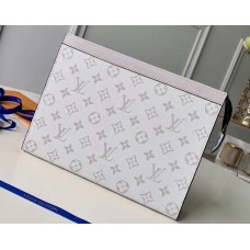 Louis Vuitton Monogram Canvas/Taiga Leather Pochette Voyage MM Bag White 2019