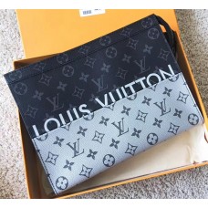 Louis Vuitton Monogram Eclipse Split Pochette Voyage MM Bag M63039 Silver 2018