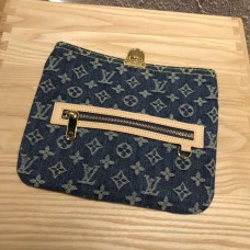 Louis Vuitton Monogram Denim Pochette Plate Clutch Bag