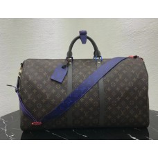 Louis Vuitton Monogram Canvas Men's Keepall 55 Bag M43858 Blue 2018