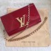 LOUIS VUITTON CHAIN VINTAGE PATENT LEATHER CHAIB BAG RED