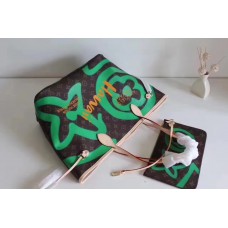 LOUIS VUITTON LETTERS PRINTING SHOPPING BAG 2017 GREEN