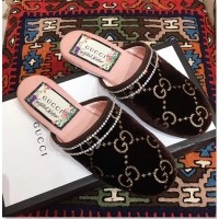 Gucci GG Velvet Flat Slipper 512423 Brown 2018