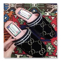 Gucci GG Velvet Flat Slipper 512423 Black 2018