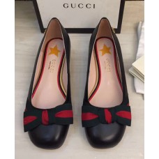 Gucci Leather Web Details Shoes 432045 Black 2017