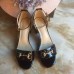 Gucci leather t-strap mid-heel 6cm sandal black 01