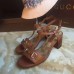 Gucci leather t-strap mid-heel 6cm sandal brown 2016