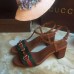 Gucci leather t-strap mid-heel 6cm sandal with web 2016