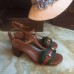 Gucci leather t-strap mid-heel 6cm sandal with web 2016